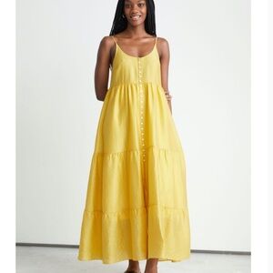 & Other Stories Strappy Buttoned Maxi Dress in Yellow Size 10